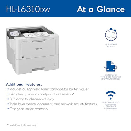 Brother HL-L6310DW 52ppm Monochrome Laser Printer 1200x1200dpi Touch LCD