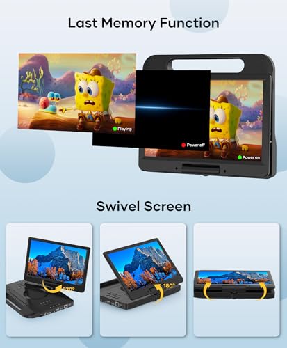 FANGOR 12 Inch F-BR114 1080p 30fps LCD Portable Blu-ray/DVD Player