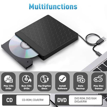 Aumdie Portable External DVD Drive BT683 USB 3.0 5Gbps CD/DVD Reader