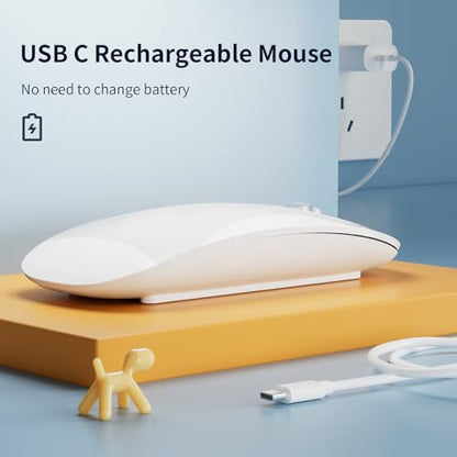 TENMOS M18-WH Bluetooth Wireless Mouse USB C 2.4G Optical 68g