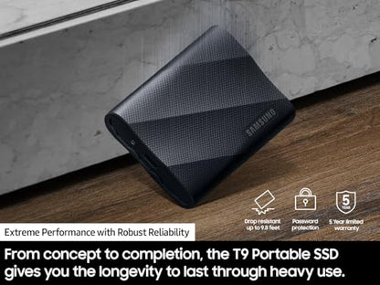 Samsung 2TB MU-PG2T0B/AM USB 3.2 Gen 2x2 Portable SSD, Sequential Read Speed 2000MB/s, External Solid State Drive, Black