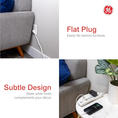 GE 8 Ft Surge Protector Power Strip Model 67044, 125 Volts, 6 Outlets, 800 Joules Surge Protection