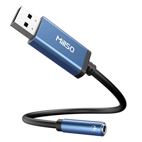 MillSO 1 Feet MUSB351F-30U USB to 3.5mm Adapter Stereo External Sound Card