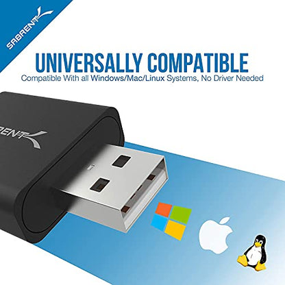 Sabrent Aluminum USB External Stereo Sound Adapter AU-EMCB USB 2.0 Stereo 48 KHz