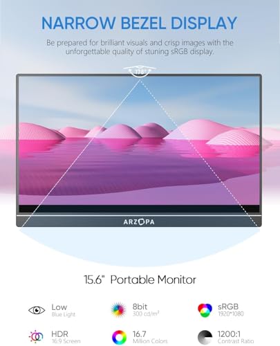 ARZOPA 15.6 inch A1 FHD 1080p 60Hz LCD Monitor