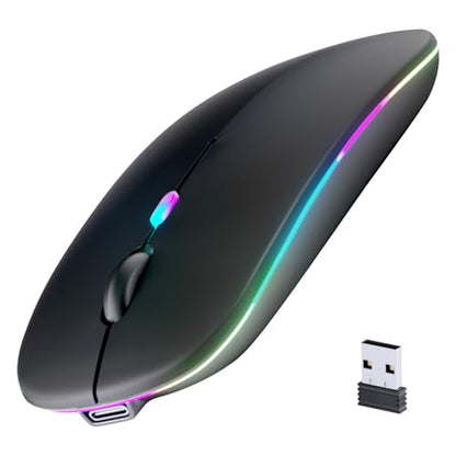 Afaartcci Wireless Bluetooth Mouse 4.4"x2.3" 1600 DPI Dual Mode USB Rechargeable Wireless Computer Mouse