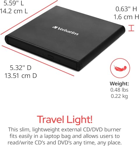 Verbatim External Slimline DVD Writer 128GB USB 2.0