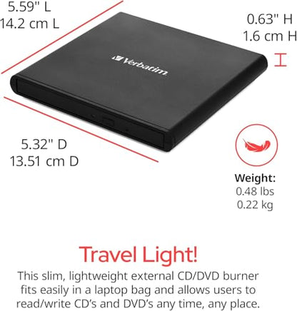 Verbatim External Slimline DVD Writer 128GB USB 2.0