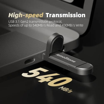 KingSpec 256GB US4-256 External Solid State Drive, Solid State Interface, USB 3.1 Type A/C