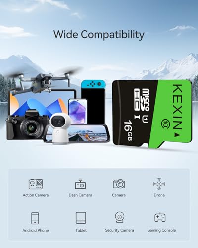 KEXIN 16GB microSDHC Memory Card Class 10 UHS-I SD Adapter Compatible Devices