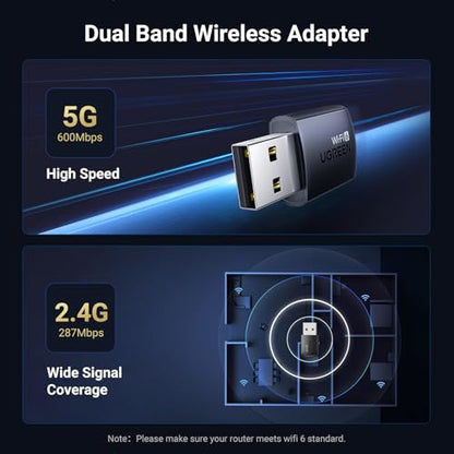 UGREEN AX900 USB WiFi 6 Adapter 600Mbps 2.4GHz/5GHz