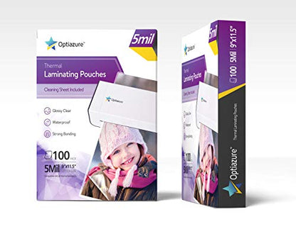 Optiazure 9" x 11.5" OPL-401 Laminating Pouches, Clear, 100 Count