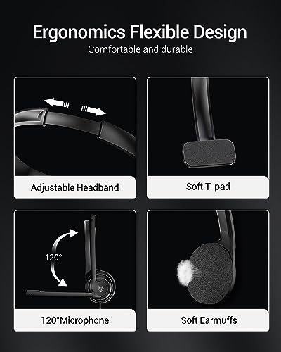 NUBWO HW02 Wired Headset 3.5mm/USB Active Noise Cancellation Adjustable Microphone