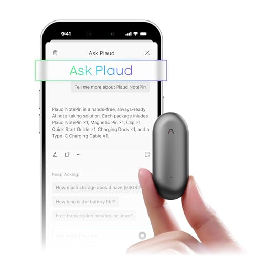 Plaud 6.38" PN0200 64GB WAV AI Voice Recorder