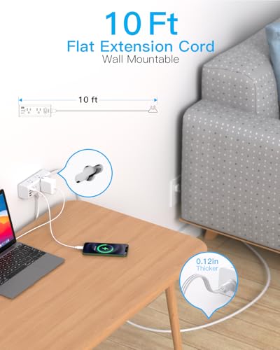 One Beat 10 Ft Extension Cord 6 Outlets 4 USB Ports Surge Protection Model US-OB6W3CR-10FT