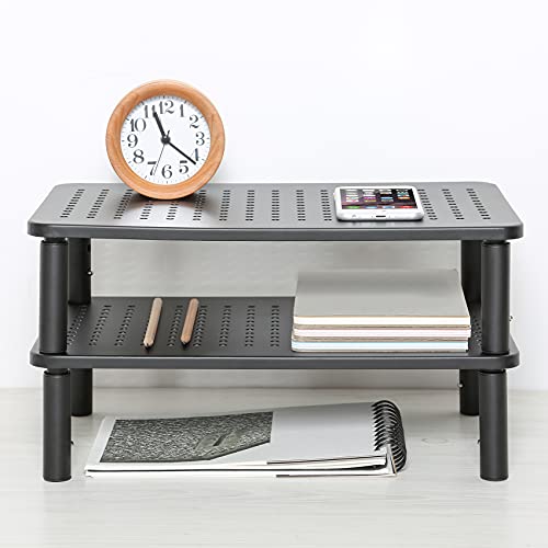 LOTEYIKE 14.6 x 9.3 Inches Monitor Riser 001 TV Riser Adjustable Ergonomic Metal Stand 2 Pack