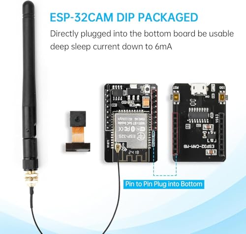 Aideepen 2-Pack ESP32 CAM Development Board 512KB Memory 240MHz Dual Core Microcontroller FreeRTOS