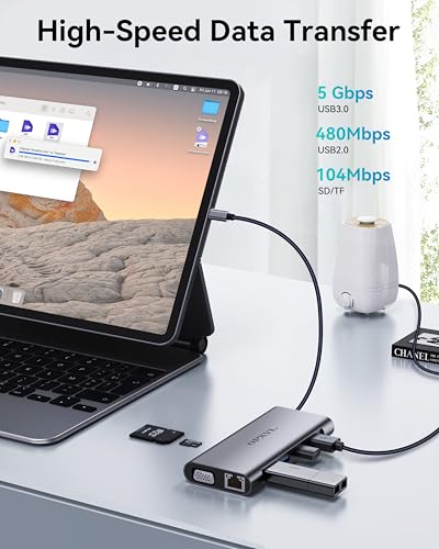 OPXYL 11-in-1 USB C Hub Multiport Adapter with 4K HDMI, VGA 1080P, 100W Power Delivery, Ethernet, USB 3.0