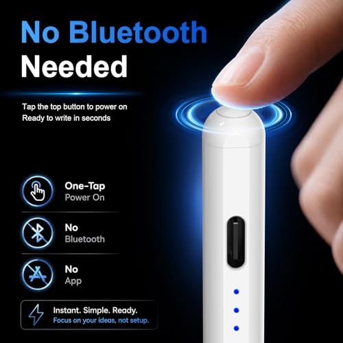 HATOKU 6.54in Stylus Pen ID732 Compatible with iPad Models 2018-2026, Fast Charging, Lithium Polymer Battery, Tilt Sensitivity, Palm Rejection, Magnetic Design