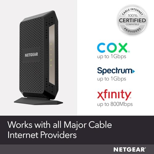 Netgear Gigabit Cable Modem CM1000 DOCSIS 3.1 Ethernet 1 Port 1Gbps Black
