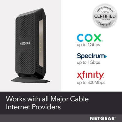 Netgear Gigabit Cable Modem CM1000 DOCSIS 3.1 Ethernet 1 Port 1Gbps Black
