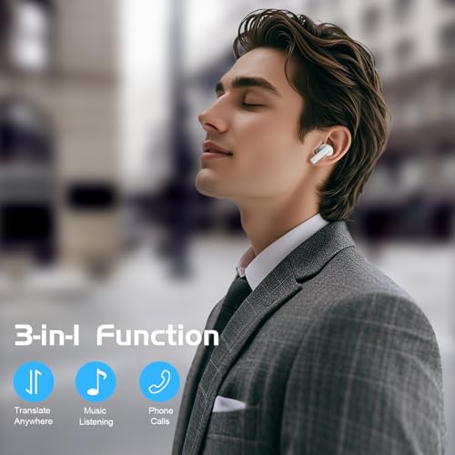 IAMJOY P200 Wireless Translator Earbuds 163 Languages Dual Noise Cancelling White