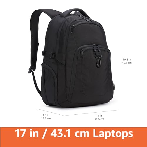 Amazon Basics 17-Inch Laptop Backpack NC2401019R1 Water Resistant Polyester Black