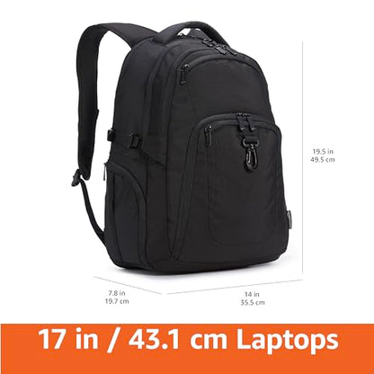 Amazon Basics 17-Inch Laptop Backpack NC2401019R1 Water Resistant Polyester Black