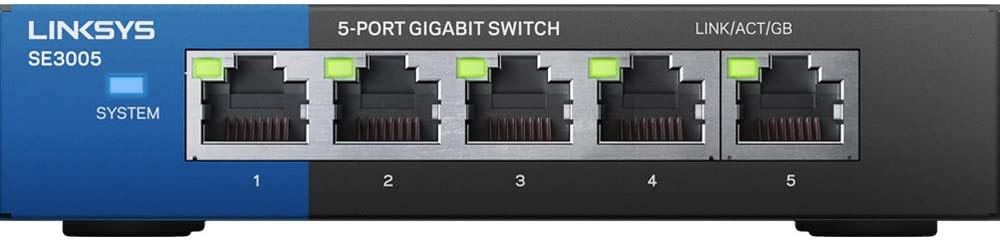 Linksys SE3005 5-Port Gigabit Ethernet Switch Model SE3005, 1000 Mbps, RJ45 Interface