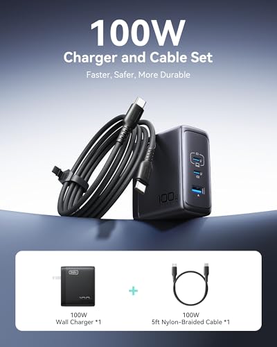 INIU 100W A11-E1 USB C Charger Block, 3-Port, Foldable Power Adapter
