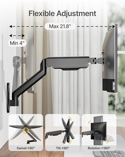 monTEK Single Monitor Wall Mount MA1002WBK 17-32 inches Black Aluminum