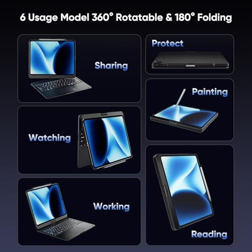 doqo 13-inch Keyboard Case for iPad Air (M4/M3/M2), iPad Pro 13 (M5/M4), iPad Pro 12.9 (6th/5th/4th/3rd Gen)