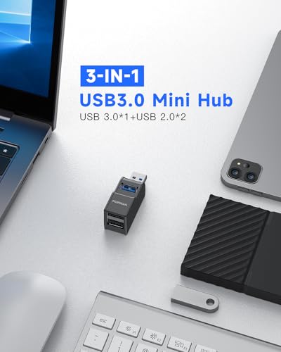 FORIDA USB Hub 3 Ports USB 3.0 Adapter Model 6060B-Black