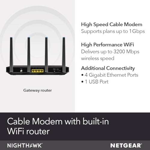 NETGEAR AC3200 C7800 DOCSIS 3.1 Modem Router Combo with 32x8 Channel Bonding