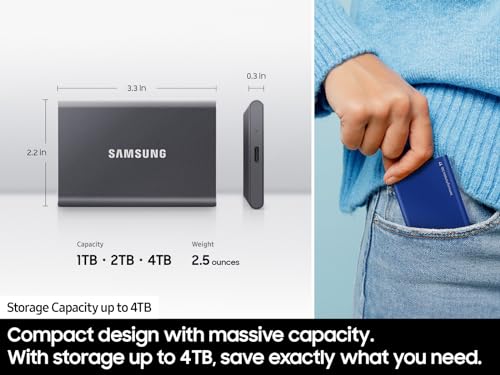 Samsung 1TB MU-PC1T0T External Solid State Drive, USB 3.2 Gen 2, Read Speed 1050MB/s, Write Speed 1000MB/s, Portable SSD