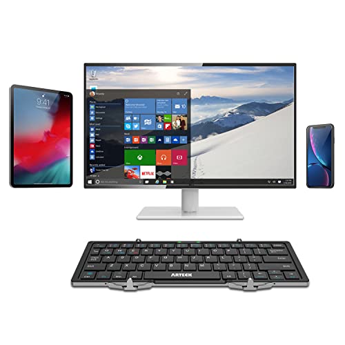 Arteck 64-Key Folding Bluetooth Keyboard HB066 Wireless Rechargeable Black