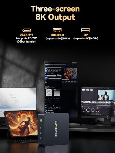 GMKtec Mini PC M6 Ultra I AMD Ryzen 5 7640HS I 4K Output I Dual Ethernet Ports I DDR5 RAM I Compact