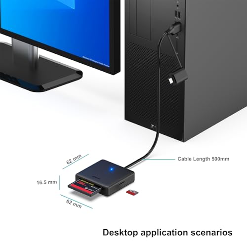 BENFEI 4-Card Memory Card Reader, Model 000328black, USB Type C, USB 3.0, Compact