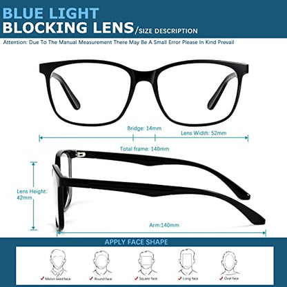 Oilway 52mm 2303 Blue Light Blocking Glasses Full Rim Composite Transparent Frame