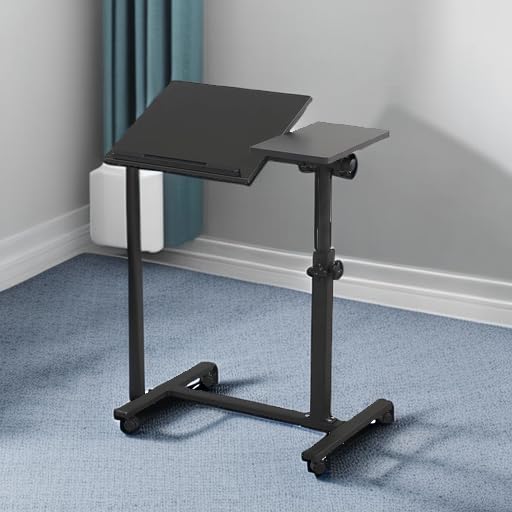 TigerDad 23.7in x 13.6in x 35in 0203 Black Mobile Rolling Laptop Stand