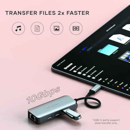 Satechi ST-H3C25EM USB C Ethernet Adapter 2.5 Gigabit 4-in-1 Network Adapter