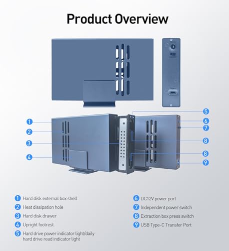 IO CREST 22TB Single Bay USB 3.2 Gen 2 Enclosure SY-ENC50126