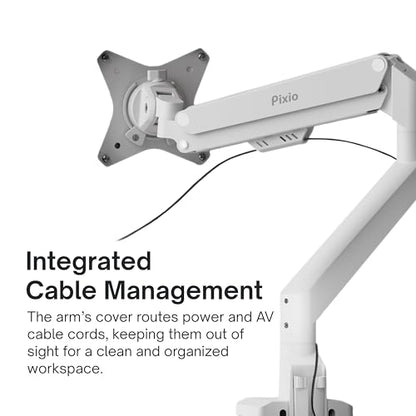 Pixio PSW1SWH 17-32 Inches Monitor Arm Stand VESA Mount Swivel Metal White