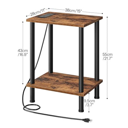 HOOBRO 15L x 11W x 21.7H BF09UBZP201 Set of 2 Nightstands with 2 Shelves