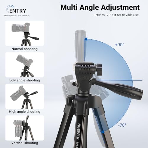 NEEWER 57.5 Inches TP53 Black Aluminum Tripod