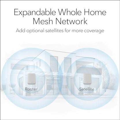 NETGEAR Orbi Whole Home Tri-Band WiFi 6 Mesh Network System (RBK752P) – Router with 1 Satellite Extender, Coverage up to 5,000 sq. ft., Supports 75 Devices, Maximum Data Transfer Rate 5.4 Gbps, 802.11ax