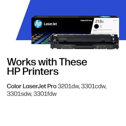 HP 218X High Yield Black LaserJet Toner Cartridge | W2180X | Compatible with Color LaserJet Pro 3201, MFP 3301 Series