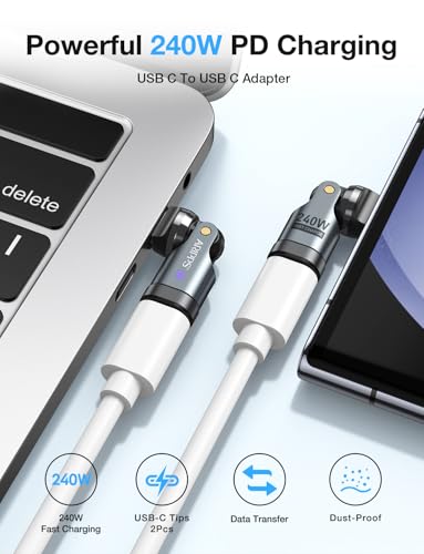 Aripps USB C Adapter 2-Pack USB Type C Right Angle Adapter 5A Power Plug Type C
