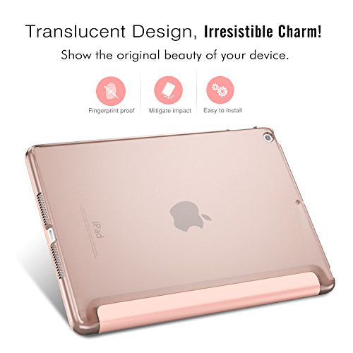 MoKo Slim Lightweight Case for iPad 9.7 (2018/2017) Model - Rose Gold - Auto Wake/Sleep