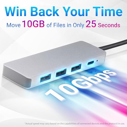 Amazon Basics USB Hub Dock with 5 Ports, USB 3.2/3.1, Supports 10 Gbps, Silver, Black